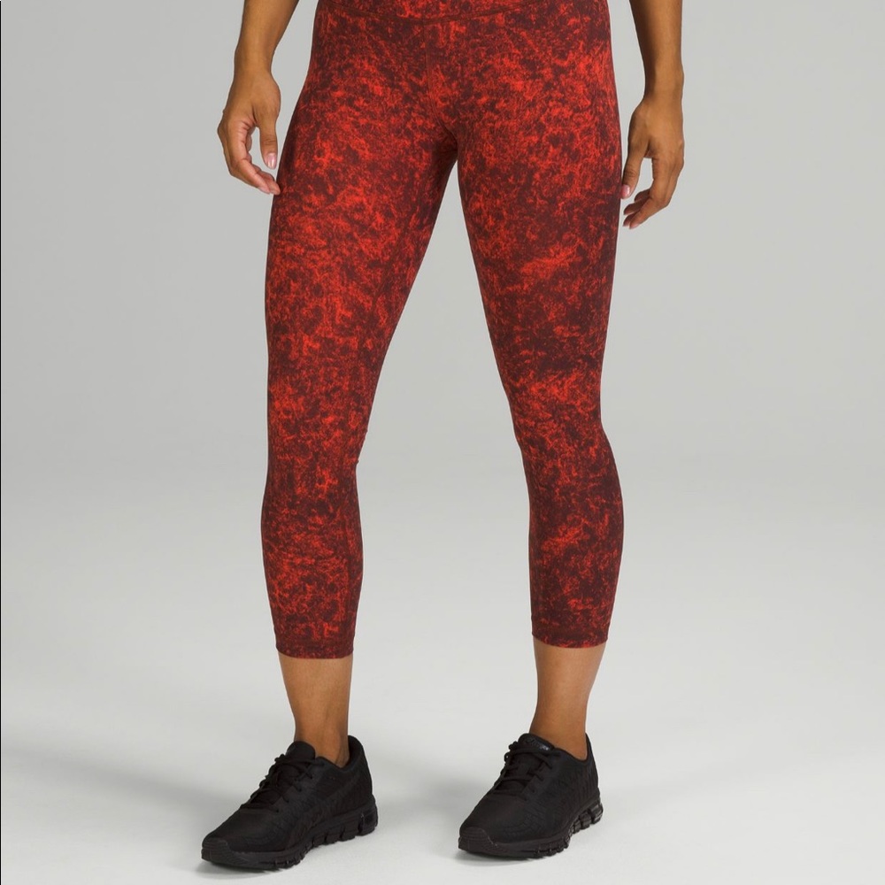 Denim wash print red leggings Lululemon